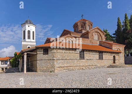 Ohrid, Macedonia del Nord - 23 ottobre 2023: Edificio storico della Chiesa ortodossa macedone della madre di Dio Peribleptos. Foto Stock