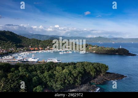 Vista aerea del porto di Padangbai a Bali Foto Stock