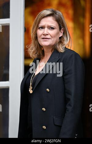 Parigi, Francia. 10 febbraio 2024. Olivia Gregoire durante un "seminario di lavoro" ministeriale del governo con il primo ministro francese all'Hotel Matignon il 10 febbraio 2024 a Parigi, in Francia. Crediti: Victor Joly/Alamy Live News Foto Stock