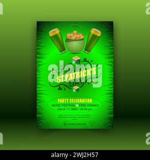 Progettazione di modelli per il giorno di San Patrizio. Illustrazione vettoriale del logotipo Happy Saint Patrick's Day. Disegno celebrativo irlandese disegnato a mano. Illustrazione Vettoriale