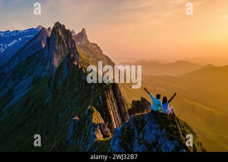 Schaeffler cresta di montagna alpstein svizzera, Appenzell Svizzera, cresta di picco maestoso Schaeffler Foto Stock