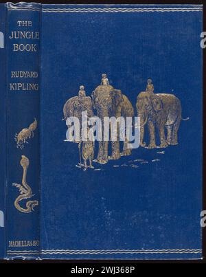 Copertina vintage Book per il libro nella giungla / di Rudyard Kipling ; con illustrazioni di J.L. Kipling, W.H. Drake e P. Frenzeny. MacMillan and Co 1894 Foto Stock