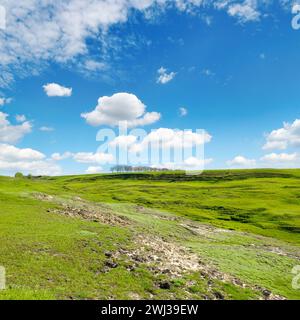 Grande burrone su terreni agricoli. Erosione del suolo. Foto Stock