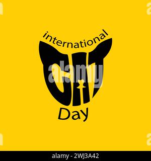 Scritta vettoriale Cat Day sulla faccia del gatto. Modellare l'illustrazione tipografica per celebrare la giornata internazionale dei gatti. Illustrazione grafica vettoriale creativa Illustrazione Vettoriale