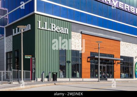 L.L. Bean è un'azienda al dettaglio specializzata in abbigliamento e attrezzature ricreative all'aperto e all'aperto. Foto Stock