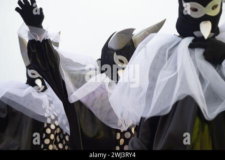 Maragogipe, Bahia, Brasile - 11 febbraio 2024: Durante il carnevale nella città di Maragogipe, a Bahi, si vedono persone vestite in stile carnevale veneziano Foto Stock