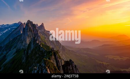 Schaeffler cresta di montagna alpstein svizzera, Appenzell Svizzera, cresta di picco Schaeffler Foto Stock