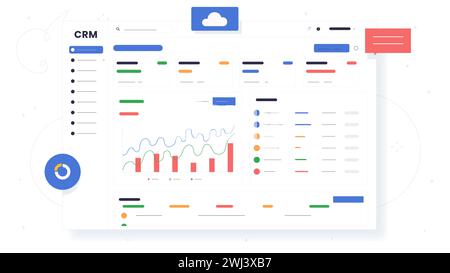 Concetto vettoriale del modello del sito Web CRM Illustrazione Vettoriale