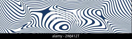 Sfondo astratto con linee d'onda fluide in blu e bianco. pattern dinamico ed estetica fluida. Illustrazione vettoriale piatta isolata su bianco Illustrazione Vettoriale