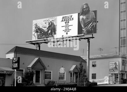 Hells Angels '69, film, affissioni, pubblicità, Sunset Strip, West Hollywood, Los Angeles, California, Stati Uniti, 1969 Foto Stock