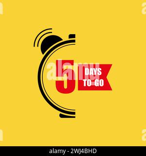 mancano 5 giorni all'ultimo conto alla rovescia. solo 5 giorni. Timer offerta promozionale con prezzo di vendita Go di cinque giorni. Illustrazione vettoriale. EPS 10. Illustrazione Vettoriale