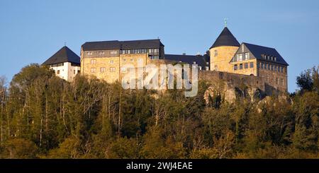 Castello collinare Castello di Waldeck, Waldeck, Parco naturale di Kellerwald-Edersee, Assia, Germania, Europa â€‹ Foto Stock
