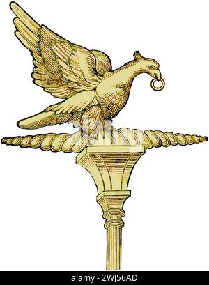 Uno standard militare romano. Aquila. Emblema della legione romana. Incisione di Caesar's Gallic Wars, 1899. Foto Stock