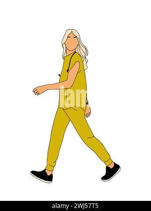 Dottoressa, infermiera, paramedica in uniforme medica Illustrazione Vettoriale