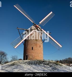 Geis Mill in inverno, Krefeld, bassa Renania, Renania settentrionale-Vestfalia, Germania, Europa Foto Stock