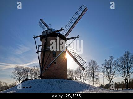 Geis Mill in inverno, Krefeld, bassa Renania, Renania settentrionale-Vestfalia, Germania, Europa Foto Stock