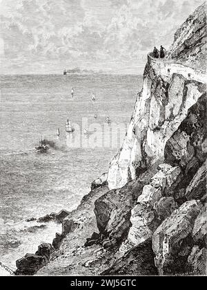 The Cliff Walk Bray to Greystones, Country Wicklow, Repubblica d'Irlanda. Europa. Tre mesi in Irlanda di Miss Marie Anne De Bovet (1855 - 1935) Limerick and the Clare Coast 1889, le Tour du Monde 1890 Foto Stock