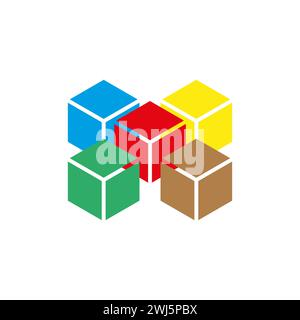 Cubi 3D. Geometrica colorata. Struttura astratta... Illustrazione vettoriale. EPS 10. Illustrazione Vettoriale