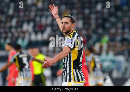 Adrien Rabiot della Juventus FC durante la partita tra Juventus FC e Udinese calcio il 12 febbraio 2024 all'Allianz Stadium di Torino. Foto Stock