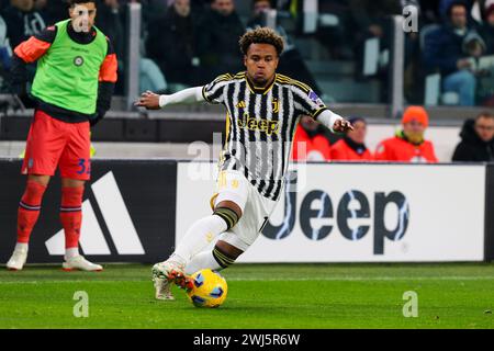 Weston McKennie della Juventus FC durante la partita tra Juventus FC e Udinese calcio il 12 febbraio 2024 all'Allianz Stadium di Torino. Foto Stock