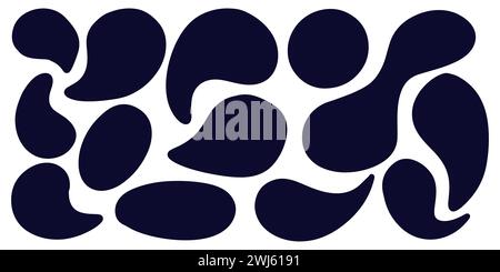 Set di adesivi di forma astratta per un design unico e moderno. 13 forme fluenti astratte Illustrazione Vettoriale