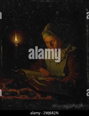 Una vecchia che legge, Adriaan Meulemans, 1800 - 1833 Foto Stock