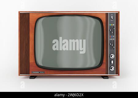 Il set TV Rubin-714 in URSS è stato prodotto dal 1976 al 1985. Una delle TV sovietiche più popolari. Rendering 3D. Foto Stock