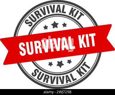 timbro kit di sopravvivenza. cartello rotondo kit di sopravvivenza. etichetta su sfondo trasparente Illustrazione Vettoriale