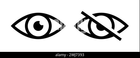 Icona del vettore privato vista nascosta con password Eye. Design dell'icona Web con password a occhi nascosti. Illustrazione Vettoriale