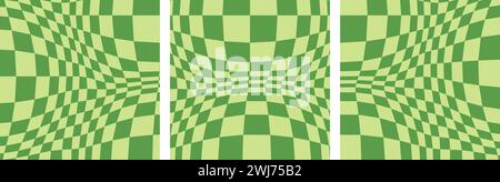 Set di sfondo quadra gonfiato in vettore. Un modello astratto estetico per aggiungere un elemento giocoso nei colori verdi. Illustrazione Vettoriale