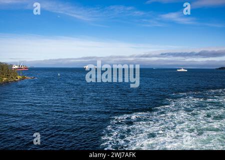 Mare di Salish/stretto di Georgia da Duke Point a Nanaimo, Columbia Britannica, Canada Foto Stock