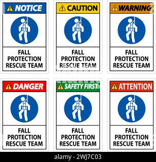 Decalcomanie Hard Hat, team di soccorso Danger Fall Protection Illustrazione Vettoriale