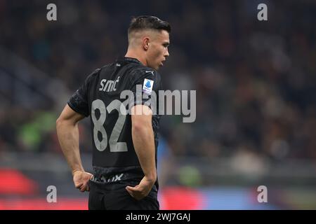 Milano, Italia. 11 febbraio 2024. Jan-Carlo Simic dell'AC Milan guarda durante la partita di serie A A a Giuseppe Meazza, Milano. Il credito per immagini dovrebbe essere: Jonathan Moscrop/Sportimage Credit: Sportimage Ltd/Alamy Live News Foto Stock