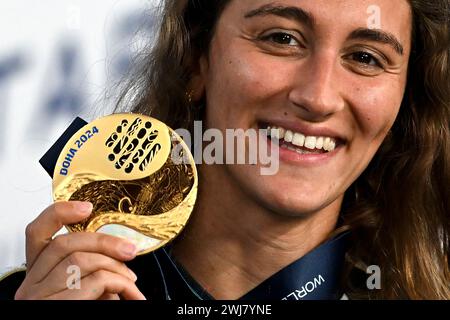 Doha, Qatar. 13 febbraio 2024. Durante i 21 Campionati mondiali di nuoto all'Aspire Dome di Doha (Qatar), il 13 febbraio 2024. Crediti: Insidefoto di andrea staccioli/Alamy Live News Foto Stock