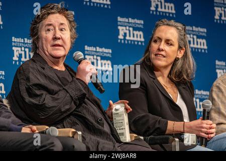 Il 39° Festival annuale del Cinema Internazionale di Santa Barbara, Producers Panel: (l-r) Christine Vachon, Emma Thomas all'Arlington Theatre il 10 febbraio 2024 a Santa Barbara, CA. (Foto di Rod Rolle/Sipa USA) credito: SIPA USA/Alamy Live News Foto Stock