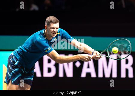 Rotterdam, Paesi Bassi. 13 febbraio 2024. ROTTERDAM, PAESI BASSI - 13 FEBBRAIO: La Polonia Hubert Hurkacz durante il giorno 2 dell'ABN AMRO Open 2024 ad Ahoy il 13 febbraio 2024 a Rotterdam, Paesi Bassi. (Foto di Joris Verwijst/Agenzia BSR) credito: Agenzia BSR/Alamy Live News Foto Stock