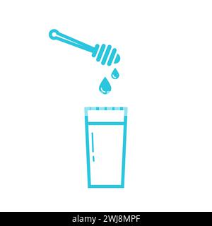 Latte e miele. Dal set di icone blu. Illustrazione Vettoriale