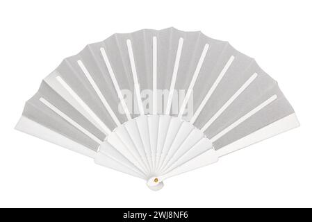 Ventilatore cinese bianco isolato su bianco con percorso di ritaglio incluso Foto Stock