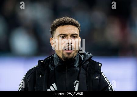 Copenaghen, Danimarca. 13 febbraio 2024. Jordan Larsson dell'FC Copenhagen visto prima della partita di UEFA Champions League tra FC Copenhagen e Manchester City al Parken di Copenaghen. (Photo Credit: Gonzales Photo/Alamy Live News Foto Stock