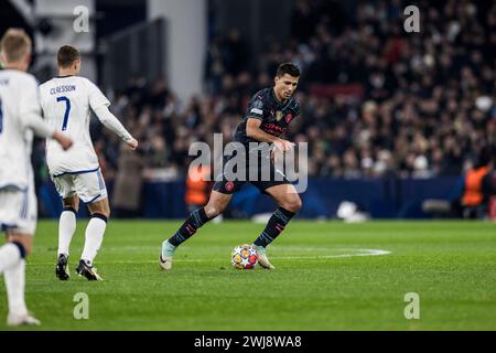 Copenaghen, Danimarca. 13 febbraio 2024. Rodri (16) del Manchester City visto durante la partita di UEFA Champions League tra FC Copenhagen e Manchester City al Parken di Copenaghen. (Photo Credit: Gonzales Photo/Alamy Live News Foto Stock