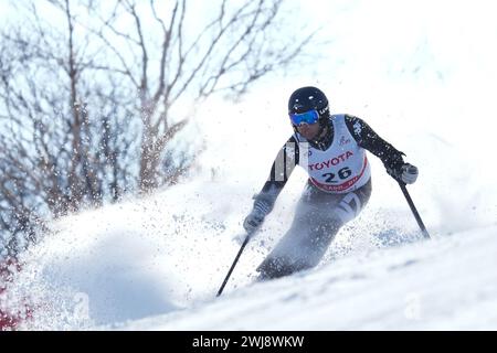 Sapporo, Giappone. 13 febbraio 2024. Adam Hall (NZL) Sci alpino: Slalom maschile in piedi a Sapporo Teine durante la Coppa del mondo di sci alpino FIS Para 2024 a Sapporo, Giappone. Crediti: SportsPressJP/AFLO/Alamy Live News Foto Stock