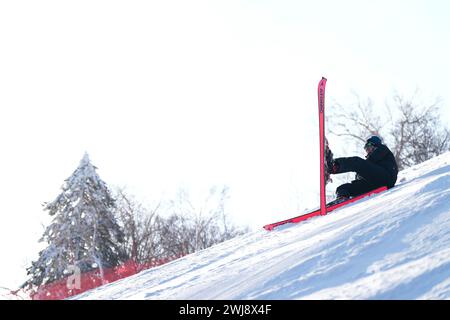 Sapporo, Giappone. 13 febbraio 2024. Vista generale Sci Alpino : Slalom a Sapporo Teine durante la Coppa del mondo di Sci Alpino 2024 FIS Para a Sapporo, Giappone . Crediti: SportsPressJP/AFLO/Alamy Live News Foto Stock