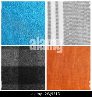 Texture di diversi tessuti colorati, vista dall'alto Foto Stock