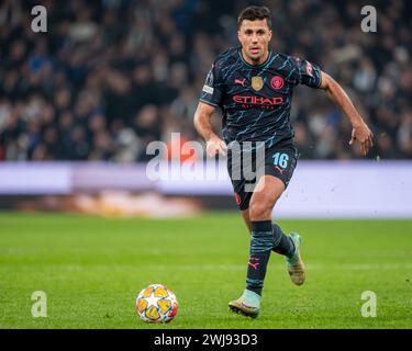 Copenaghen, Danimarca. 14 febbraio 2024. Rodri del Manchester City durante la UEFA Champions League, round of 16 match tra il FC Copenhagen e il Manchester City al Parken di Copenaghen, Danimarca, il 13 febbraio 2024 (foto di Andrew SURMA/ credito: SIPA USA/Alamy Live News Foto Stock