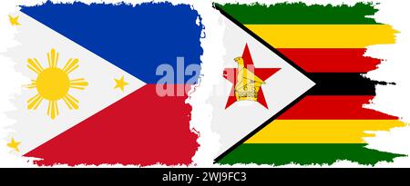 Zimbabwe e Filippine grunge bandiere connessione, vettore Illustrazione Vettoriale