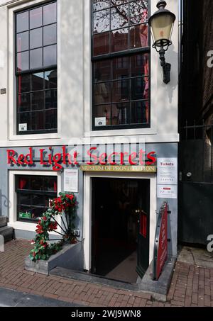 Amsterdam, Paesi Bassi - 21 aprile 2023: Museo dei segreti a luci rosse della prostituzione, Amsterdam, Olanda Foto Stock