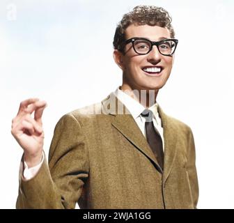 Foto pubblicitaria Buddy Holly per la Brunswick Records anni '1950 foto colorata Foto Stock