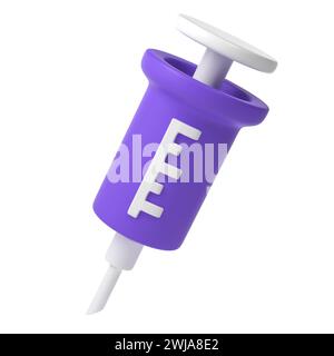 Icona della siringa medica 3d con l'ago plasticina illustrazione del concetto di vaccinazione in stile cartone animato Foto Stock