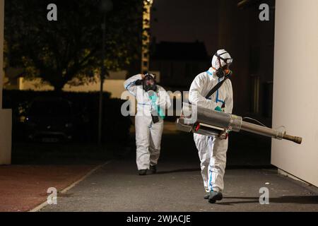 Talence (Francia sud-occidentale), 29 settembre 2023: Operazione di controllo delle zanzare su richiesta dell’autorità sanitaria regionale “ARS Nouvelle-Aquitaine Foto Stock