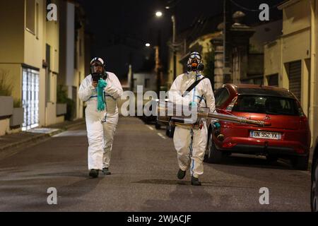 Talence (Francia sud-occidentale), 29 settembre 2023: Operazione di controllo delle zanzare su richiesta dell’autorità sanitaria regionale “ARS Nouvelle-Aquitaine Foto Stock